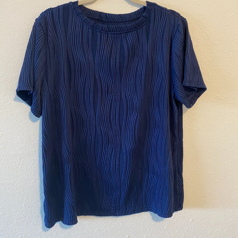 SHORT SLEEVE BLUE CREW NECK TOP 2XL